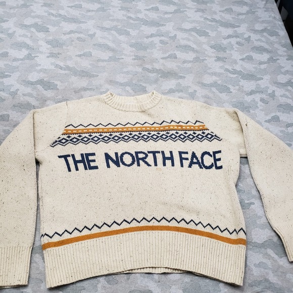 The North Face Nordic Sweater Mens XL Beige Pullover Wool Blend Long Sleeve